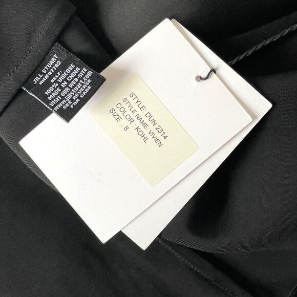 Jill Stuart Black Satin A-Line Skirt Womens 8 Flare Knee Length Cocktail Elegant - Picture 9 of 13